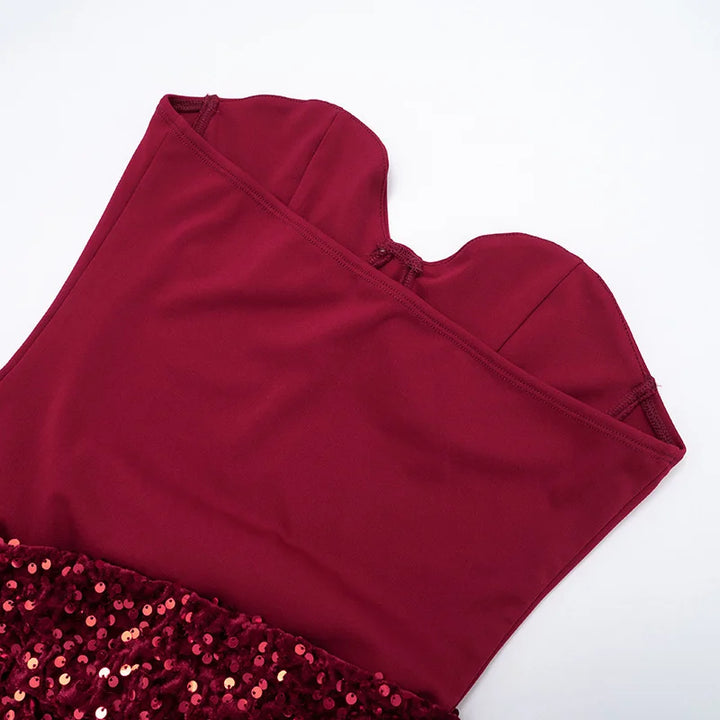 Sequin mini dress with scarf decoration - GIGI