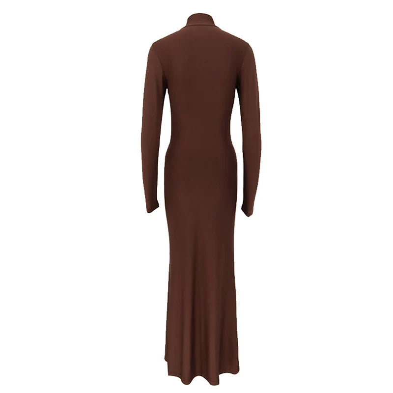 שמלת מקסי צווארון גולך בעיצוב כיווצים וקשירה - מרגריטה