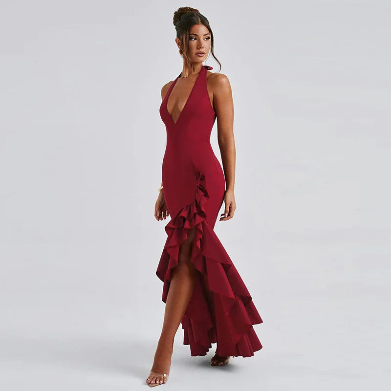 שמלת מקסי מלמלה גב פתוח - Rosalina