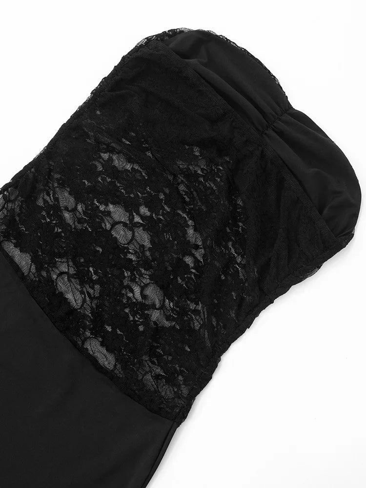 שמלת מקסי סטרפלס בעיטור תחרה - אל יה