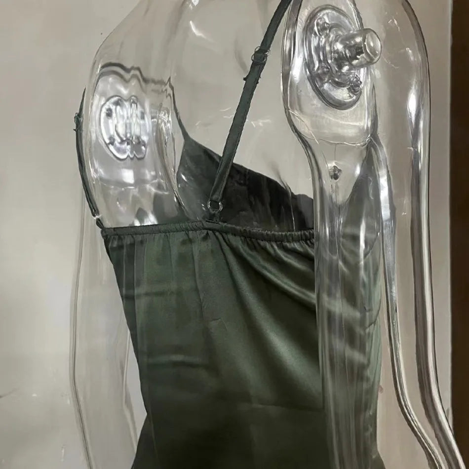 שמלת מקסי סאטן בעיטור קשירות - OLIVIA