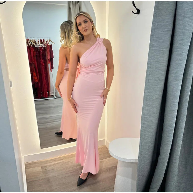 שמלת מקסי קשירה בגב - BABY PINK
