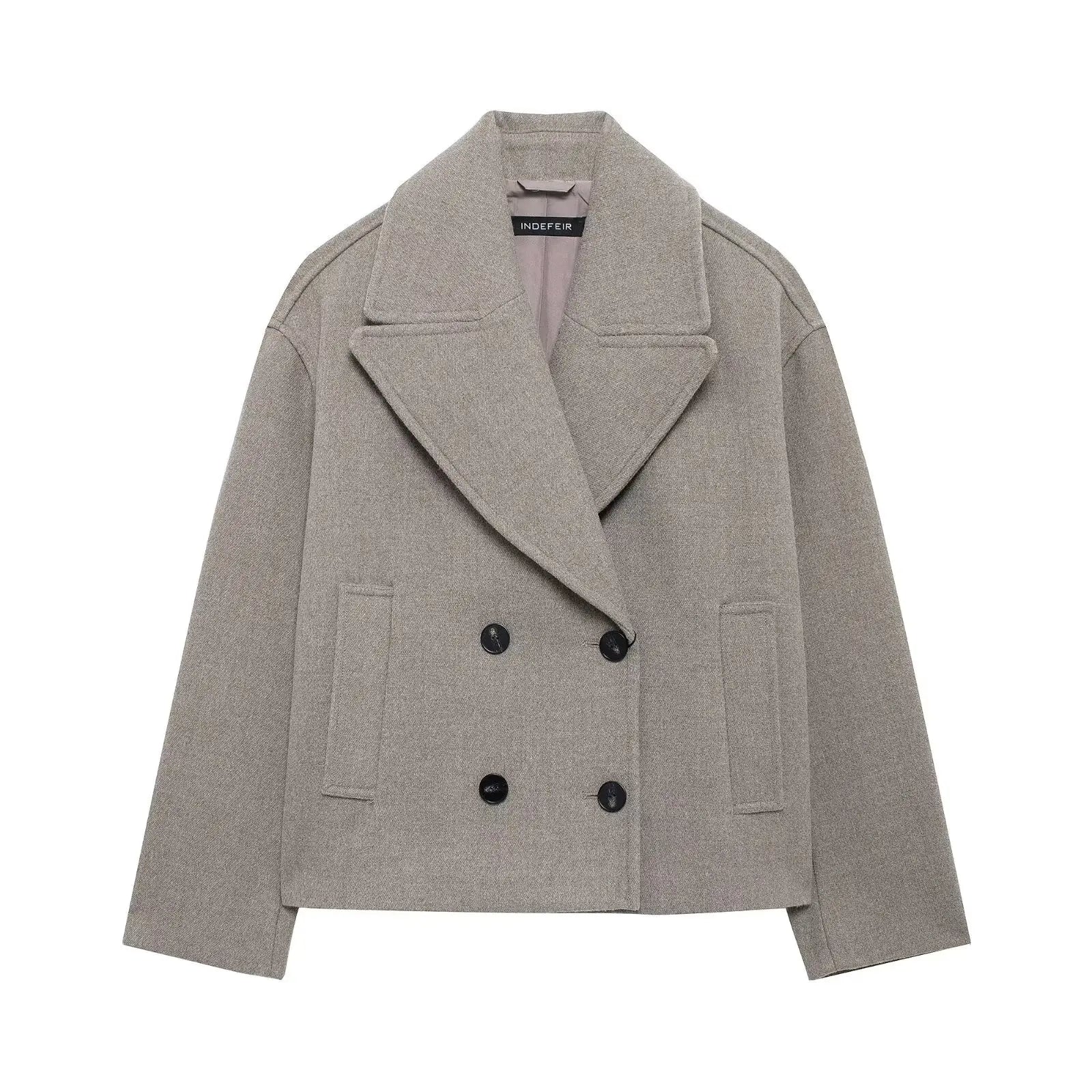 מעיל צמר קצר סגירת כפתורים - וולה