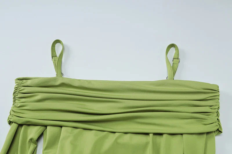 שמלת מקסי כתפיים חשופות בעיצוב כתפיות - גאלה