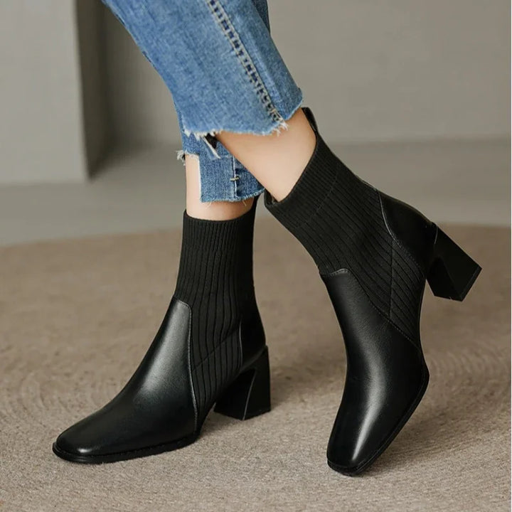 Leatherette boots with high heels - Dahlia