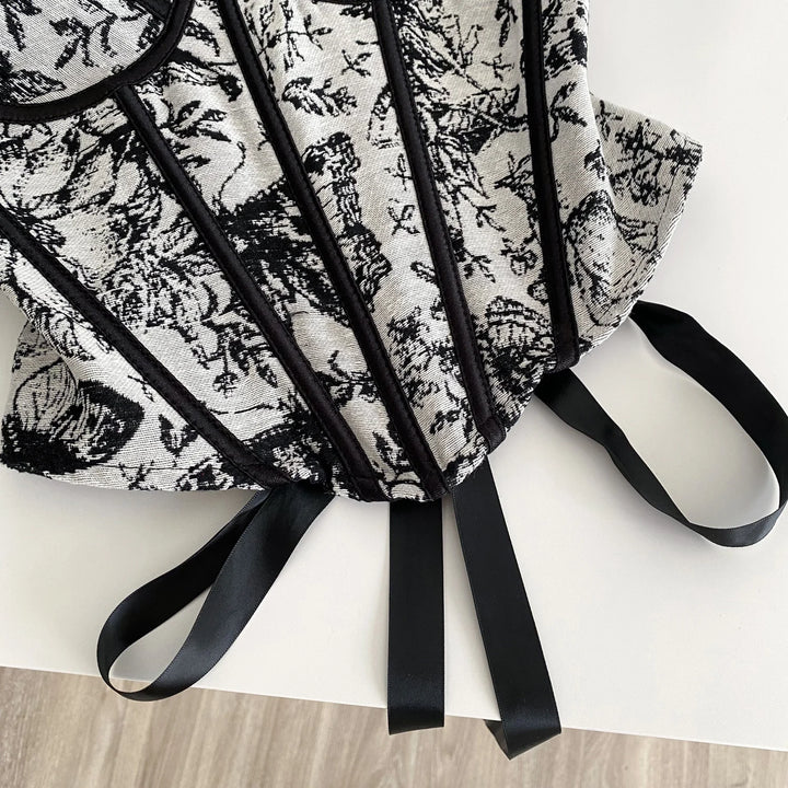 Corset with flower and butterfly design