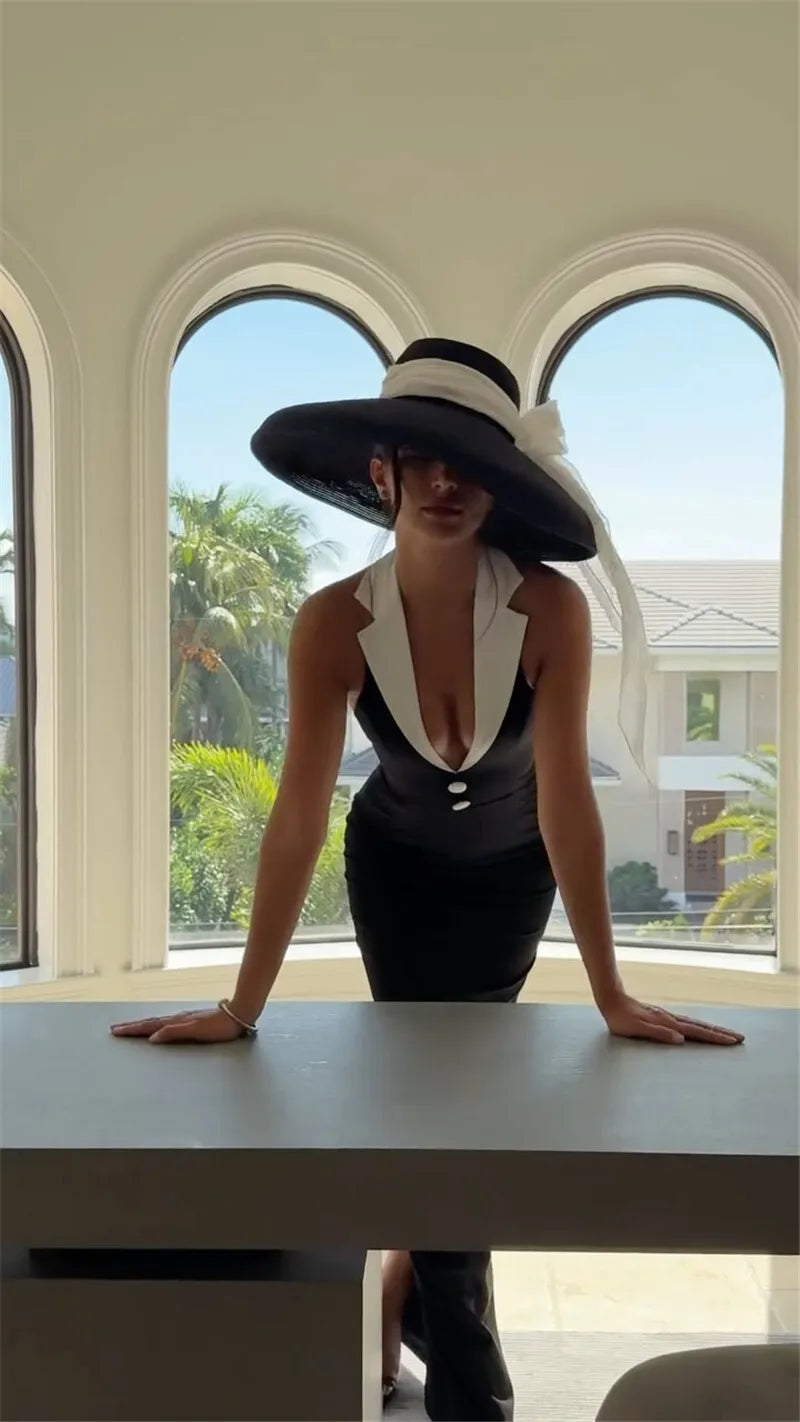 שמלת מקסי אלגנטית בעיטור כפתורים גב פתוח - לינדה