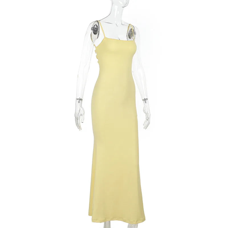 שמלת מקסי צמודה קשירות בגב פתוח - מיילי