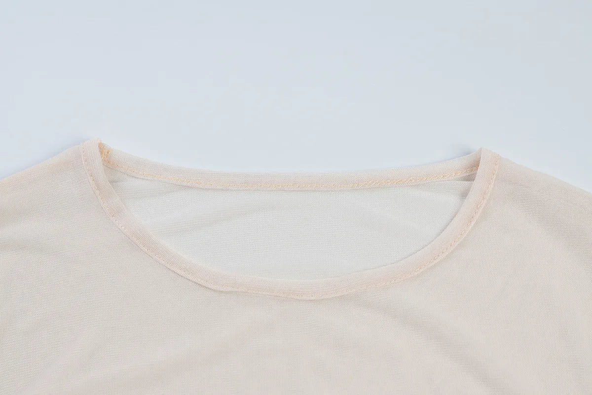 סט שני חלקים בעיצוב כיווצים טופ וחצאית מקסי מלמלה בעיטור שסע - Fernanda