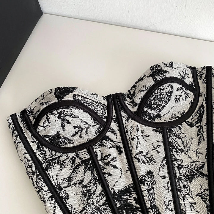 Corset with flower and butterfly design