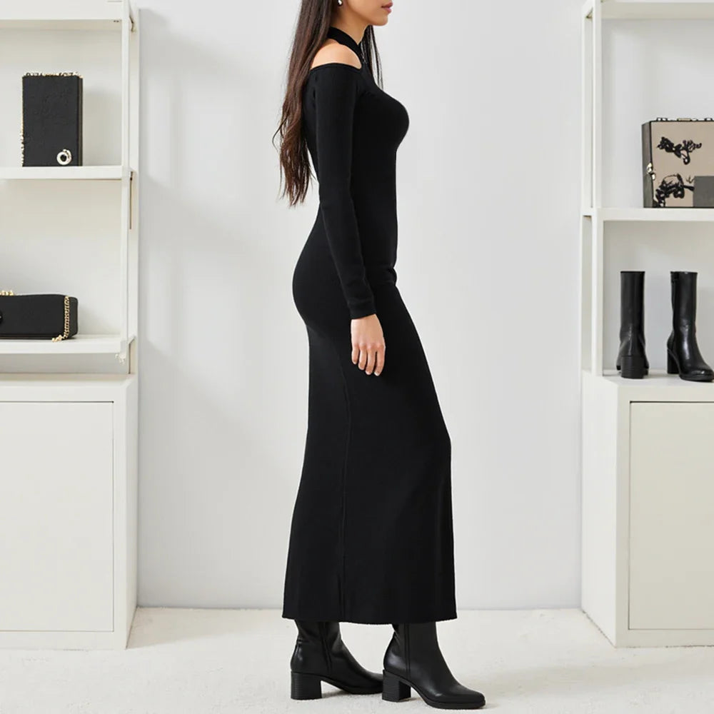 שמלת מקסי אלגנטית בעיטור שסע ופתח - Megan