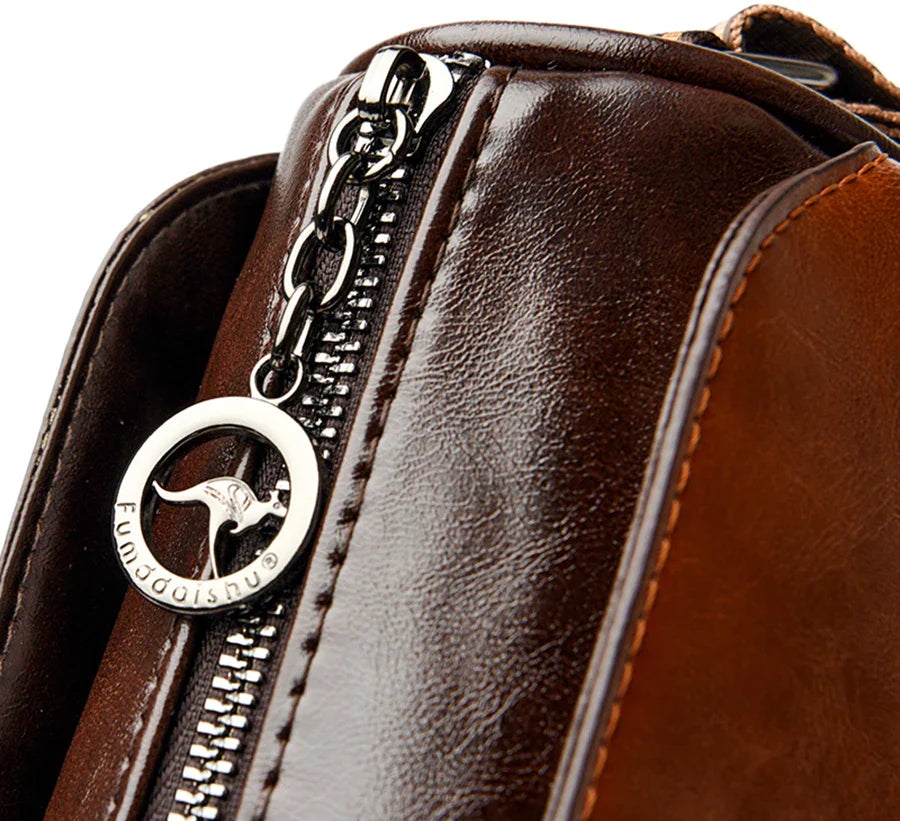 Faux leather bag with strap design