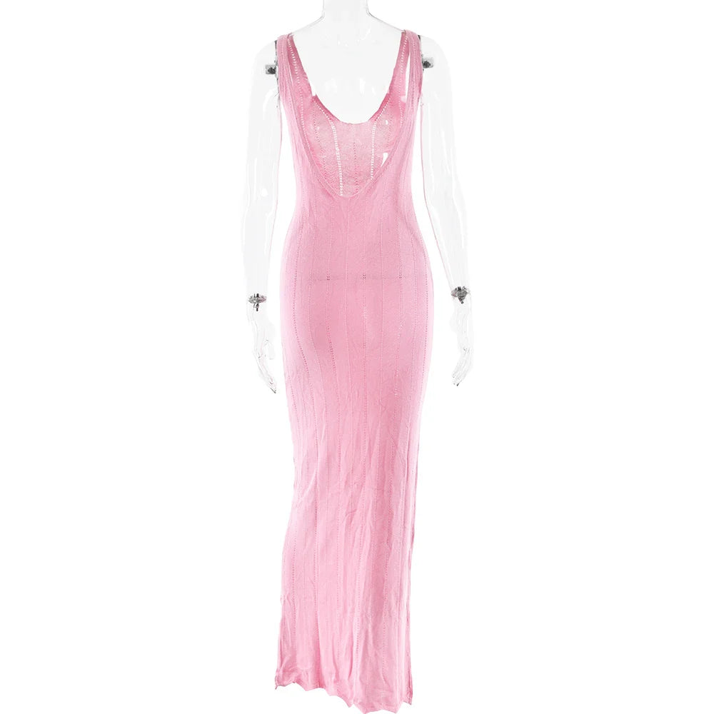 שמלת מקסי סרוגה גב פתוח - Maliyah