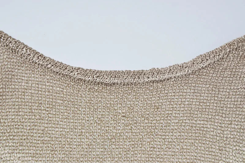 שמלת מקסי נצנצים סרוגה צמודה גב פתוח - Emerald