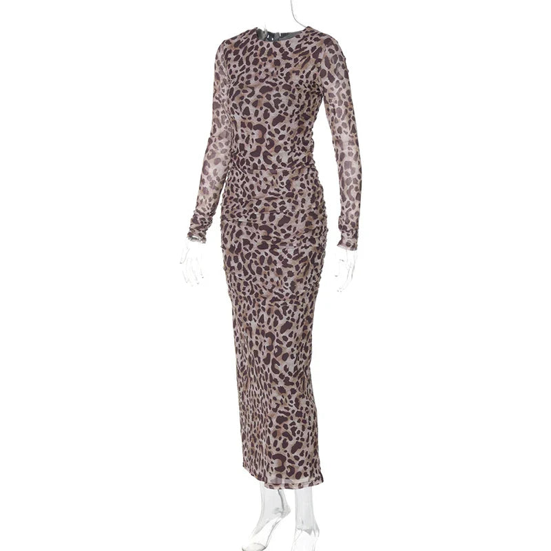 שמלת מקסי שיפון מנומרת - טנזניה