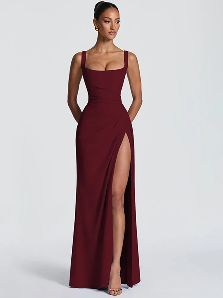 Elegant maxi dress with a slit design - Ian