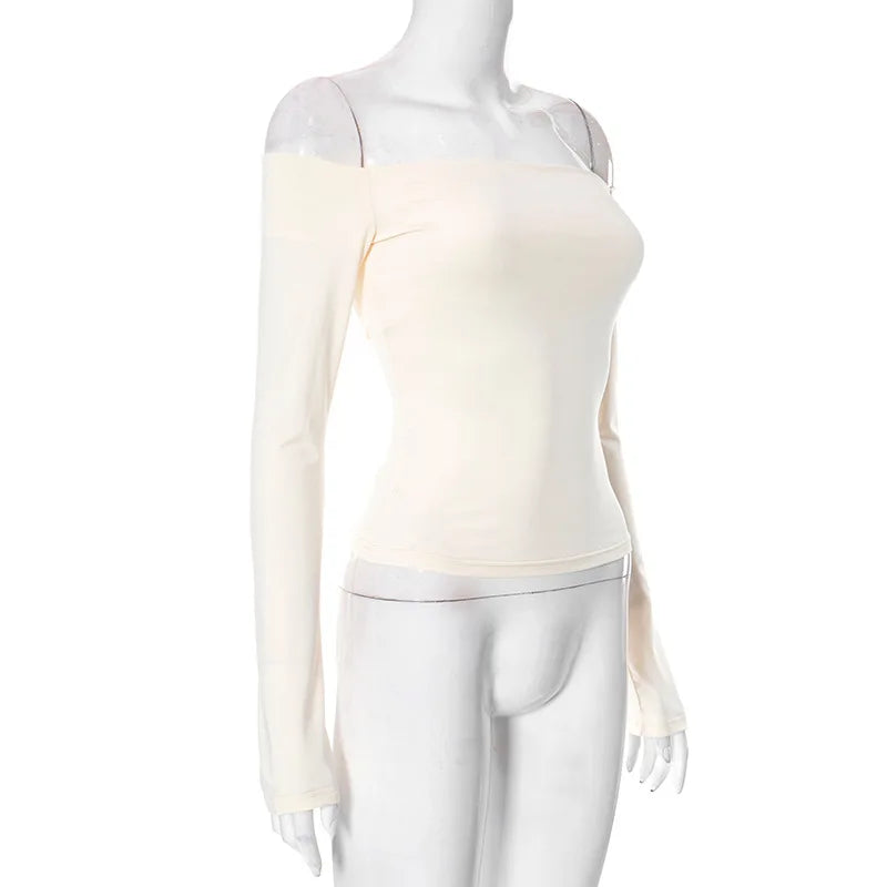 חולצה צמודה בייסיק כתפיים חשופות - יעלה