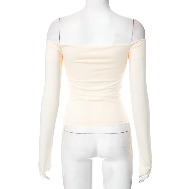 חולצה צמודה בייסיק כתפיים חשופות - יעלה