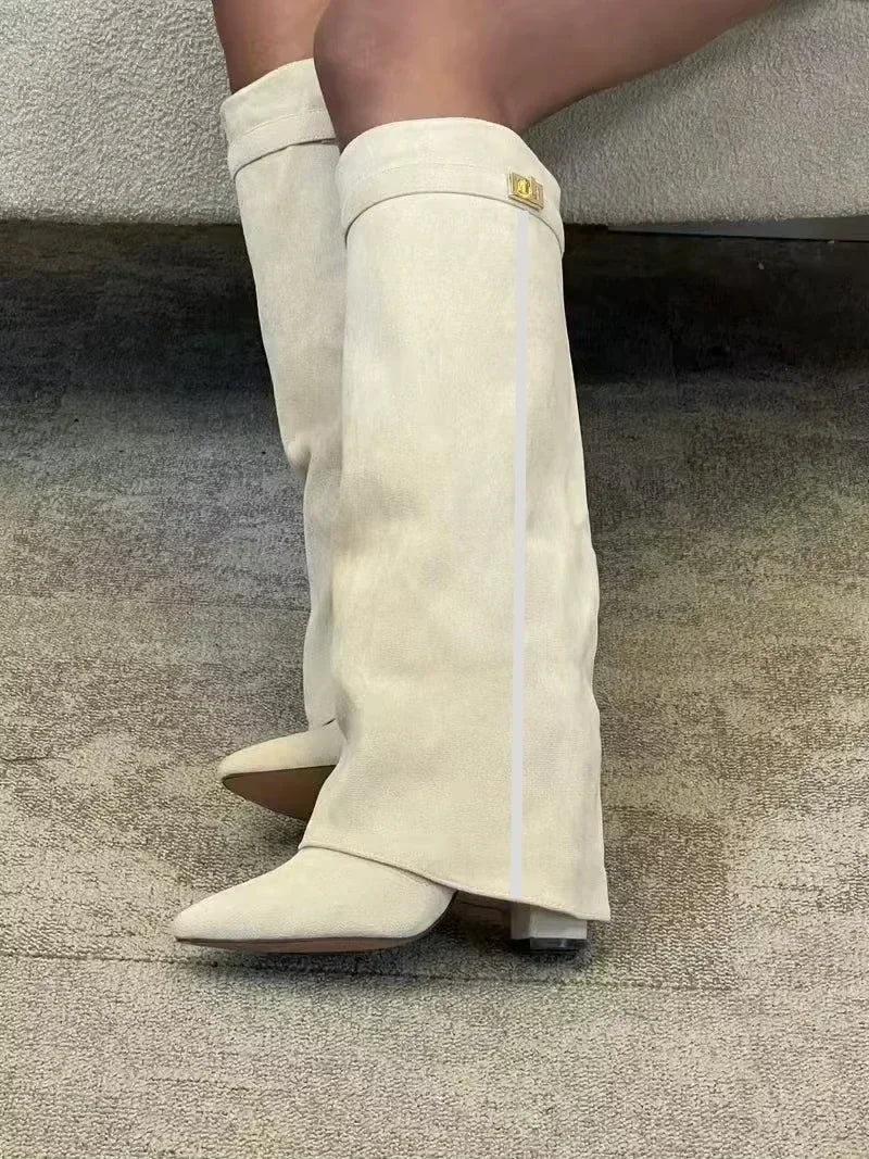 High heel boots in suede/leatherette design - Phoebe