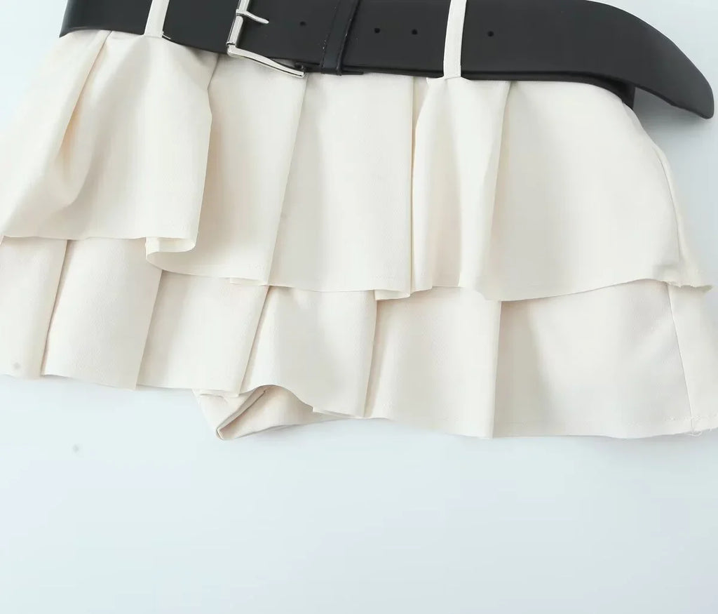 שמלת מיני מחויטת בשילוב חגורה תואמת  - סרינה