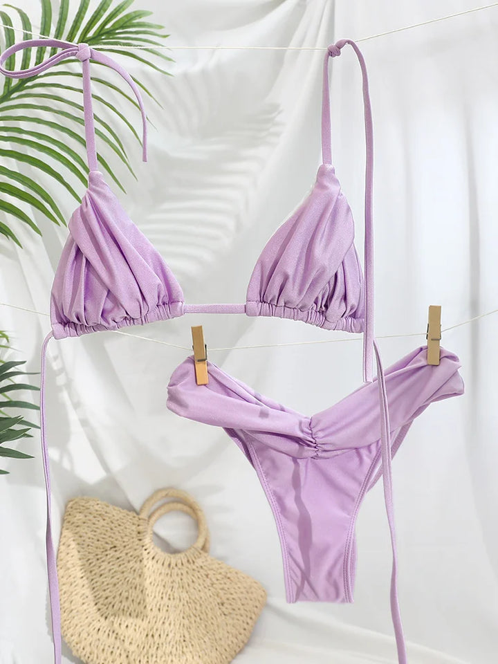 Triangle swimsuit, scrunch, tie-up, Brazilian bottom - Starcy