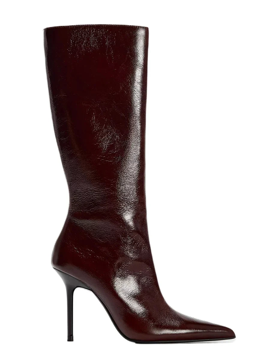 מגפי עקב שפיץ גבוהים דמוי עור - Juliette