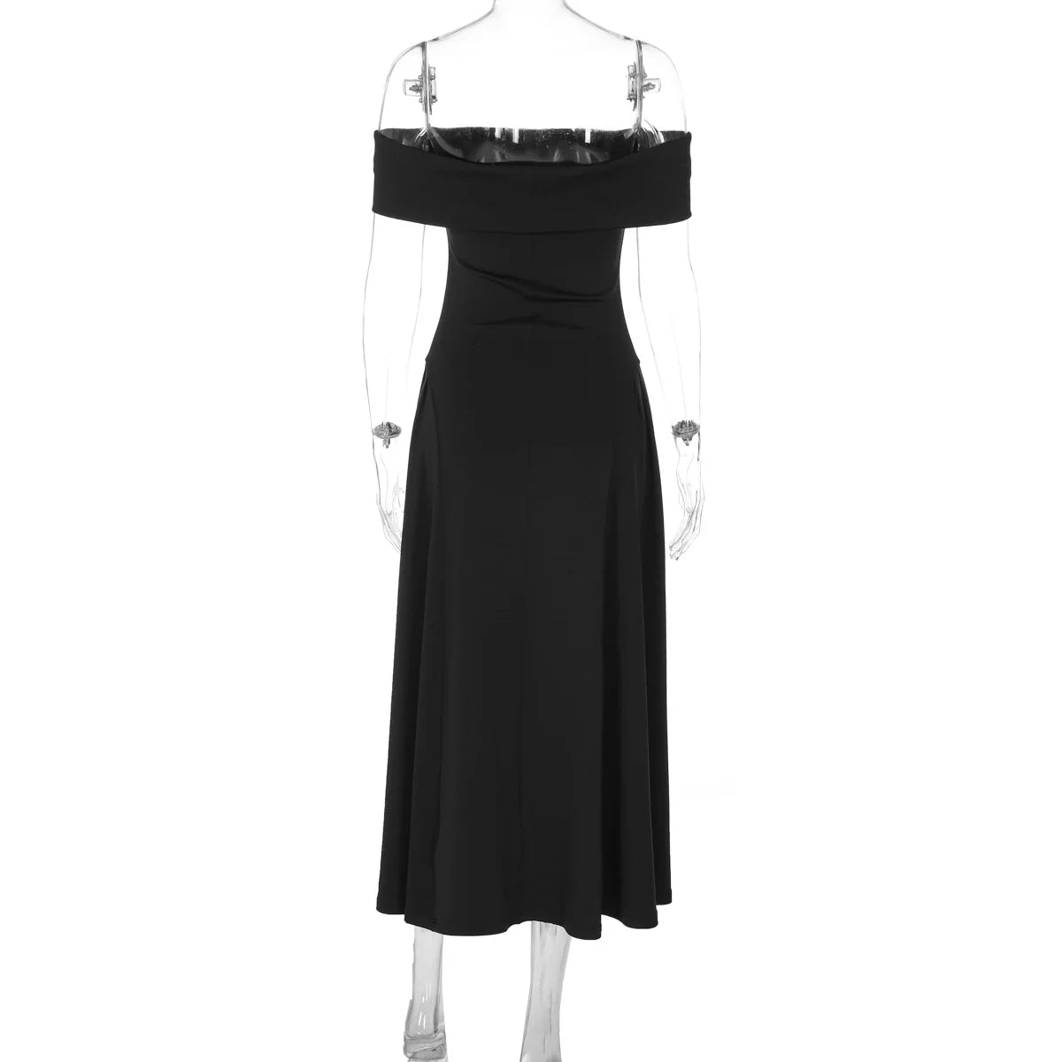 שמלת מידי בגזרת A כתפיים חשופות - רונאל