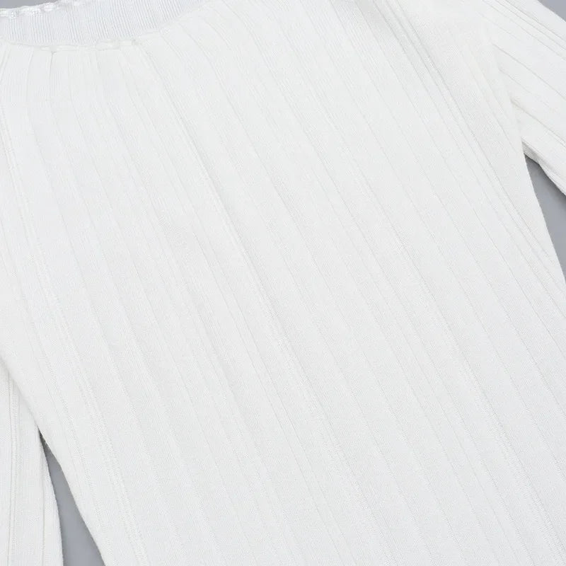 שמלת מקסי סרוגה כתפיים חשופות שרוולי פעמון - סאלין