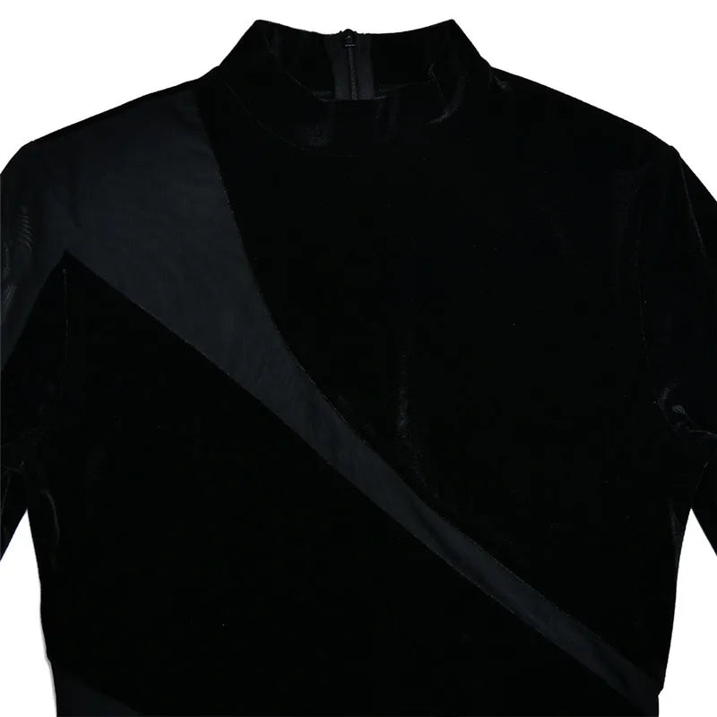 שמלת מיני קטיפה בעיצוב רשת - TESA