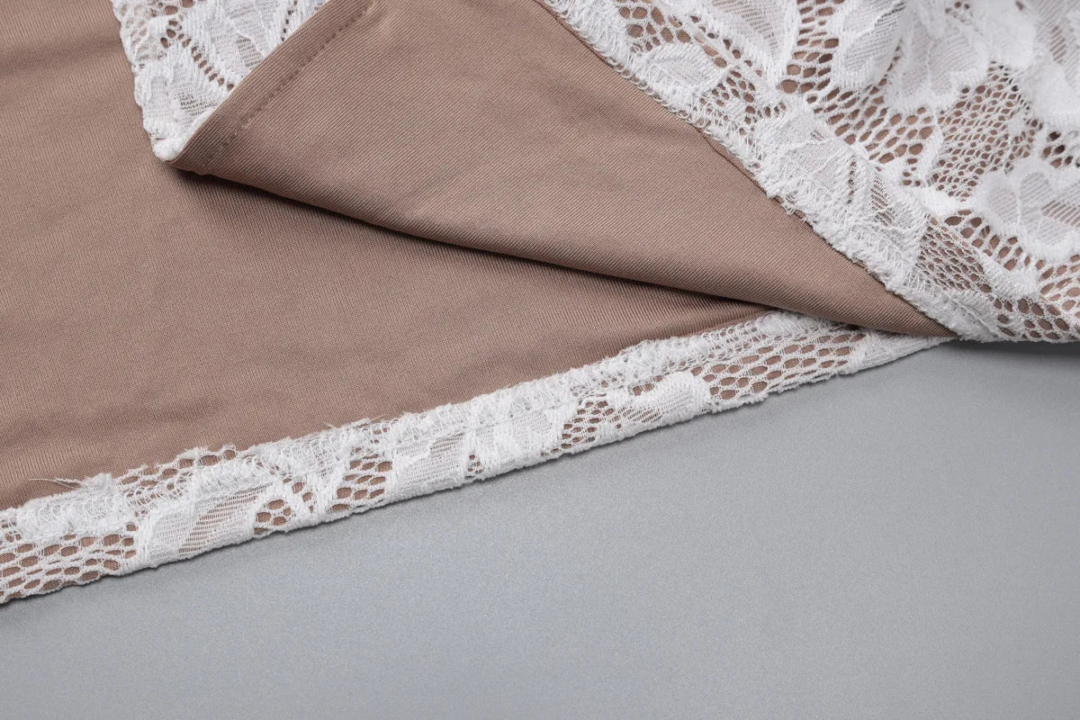 שמלת מקסי תחרה בעיטור רקמת פרחים - אמאדה