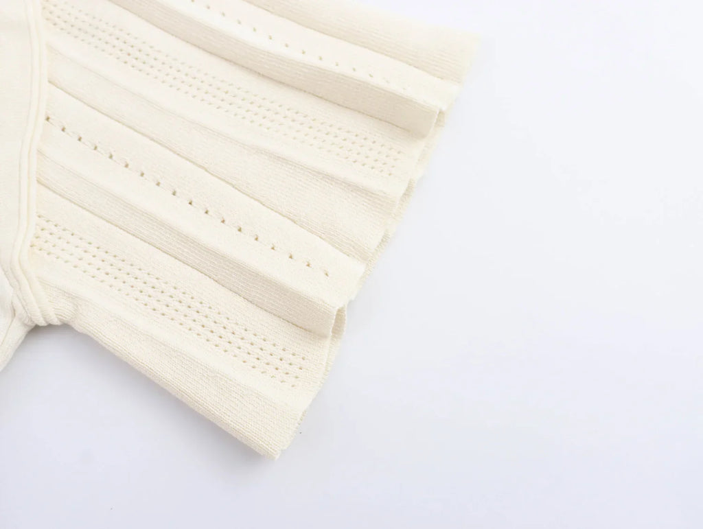 שמלת מידי סרוגה בעיצוב וינטג' צרפתי - מימי