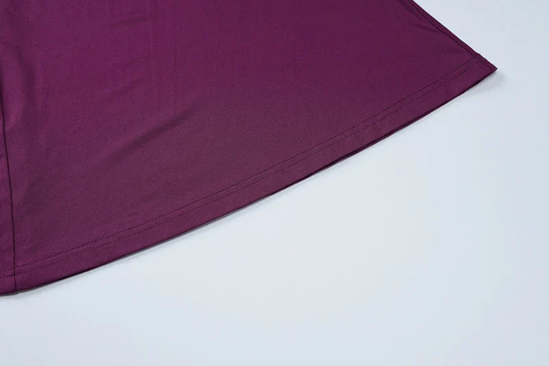 שמלת מקסי צווארון גולף צנועה בעיצוב כיווצים ומלמלה - מלכה