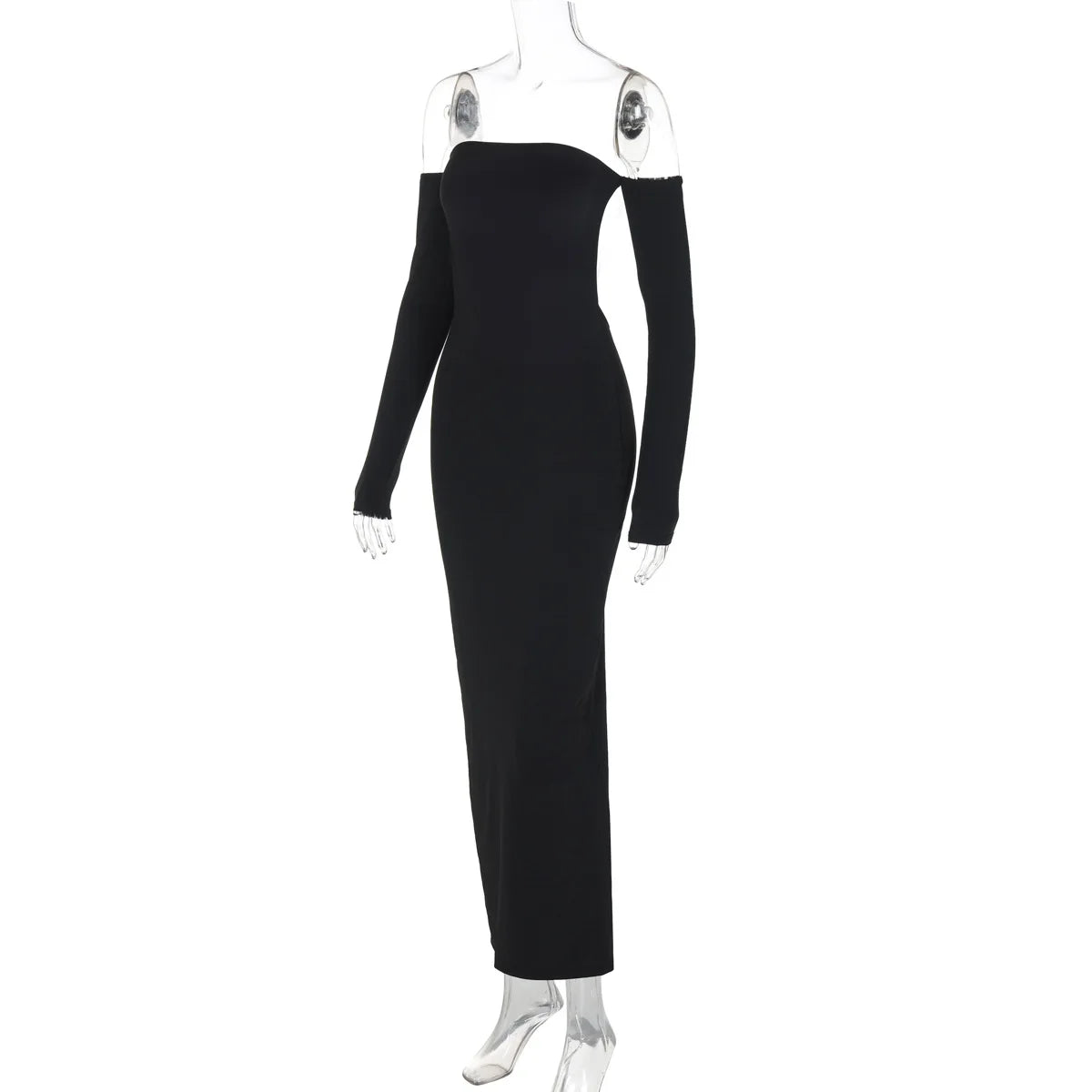 שמלת מקסי צמודה בד מחטב גב פתוח - אוורה