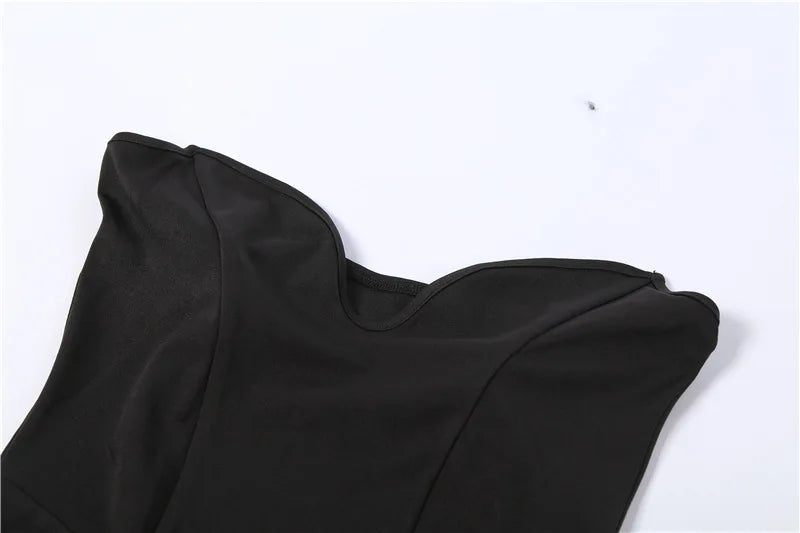 שמלת ערב מקסי סטרפלס מחויטת בד מחטב ומחמיא - ג'ון