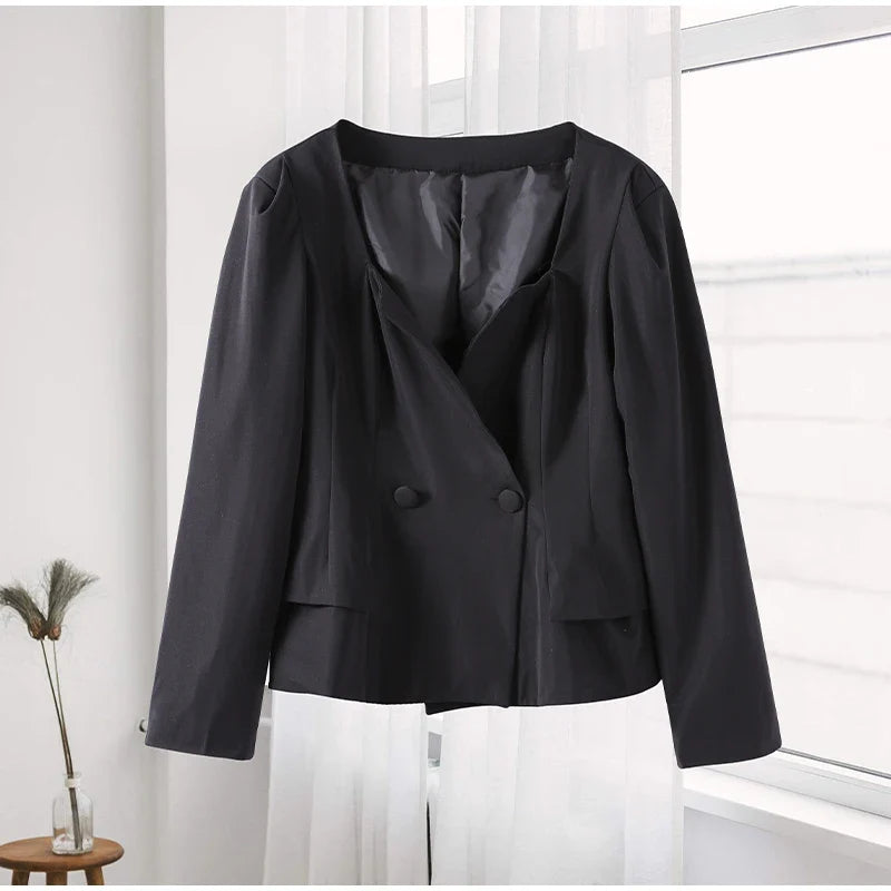 סט שני חלקים אלגנטי חצאית מידי ובלייזר בעיצוב מחויט ויוקרתי - PAS