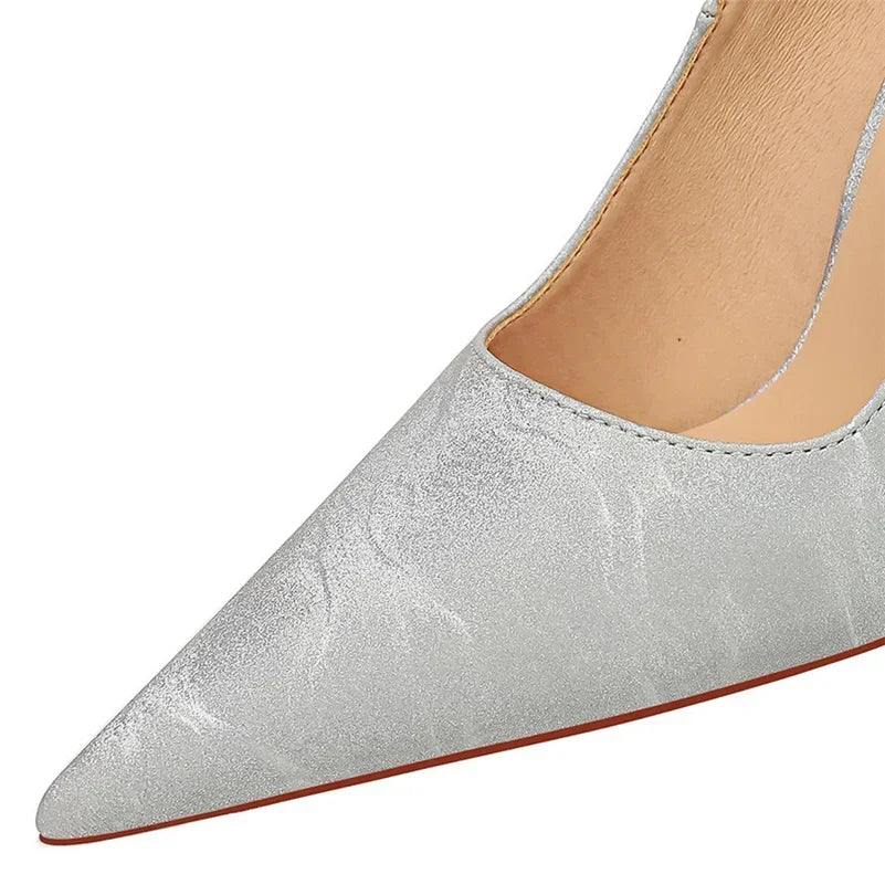 נעלי עקב שפיץ בד משי בעיצוב מיוחד - אנה