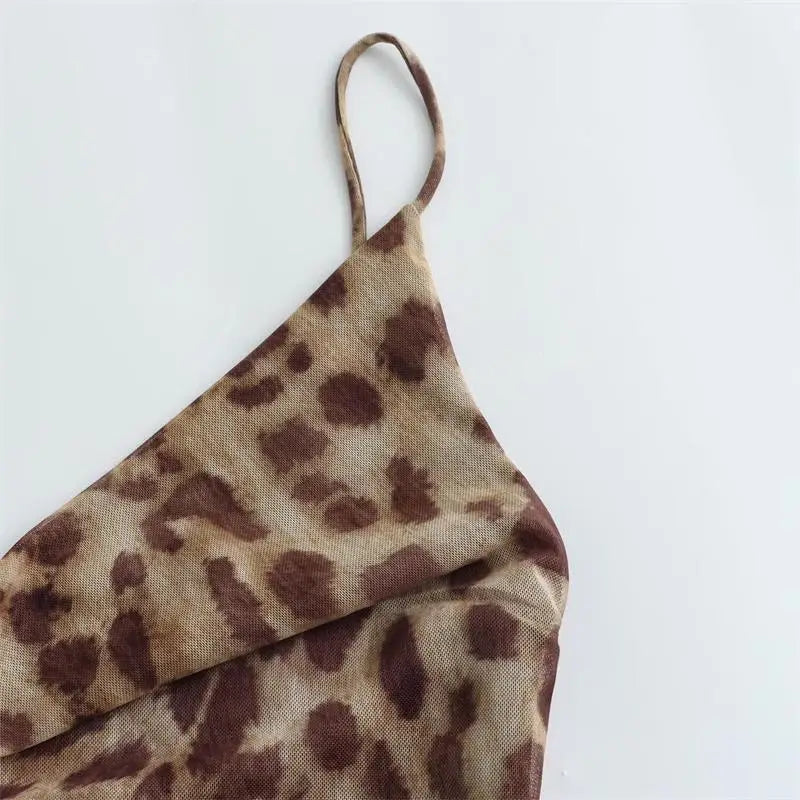 שמלת מקסי שיפון מנומרת אלגנטית גב פתוח - טירנה