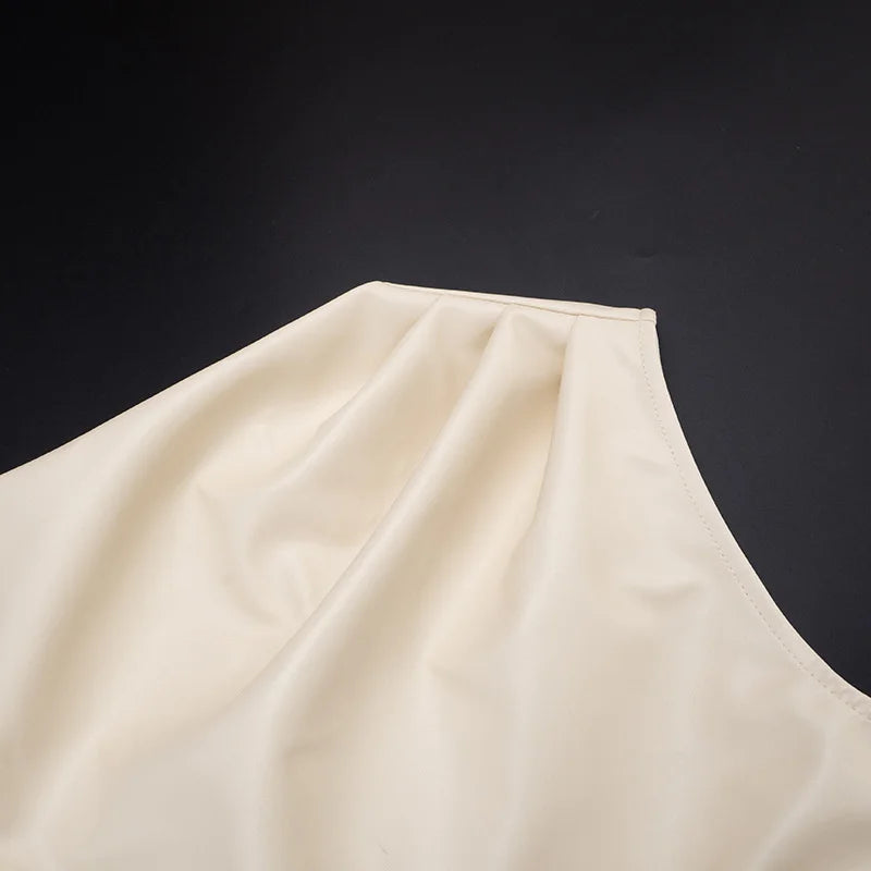 Faux leather mini dress with pleats - SIERA