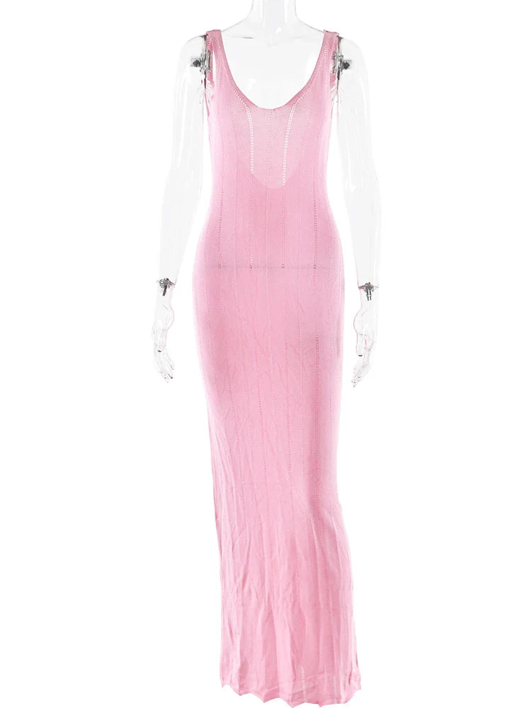 שמלת מקסי סרוגה גב פתוח - Maliyah