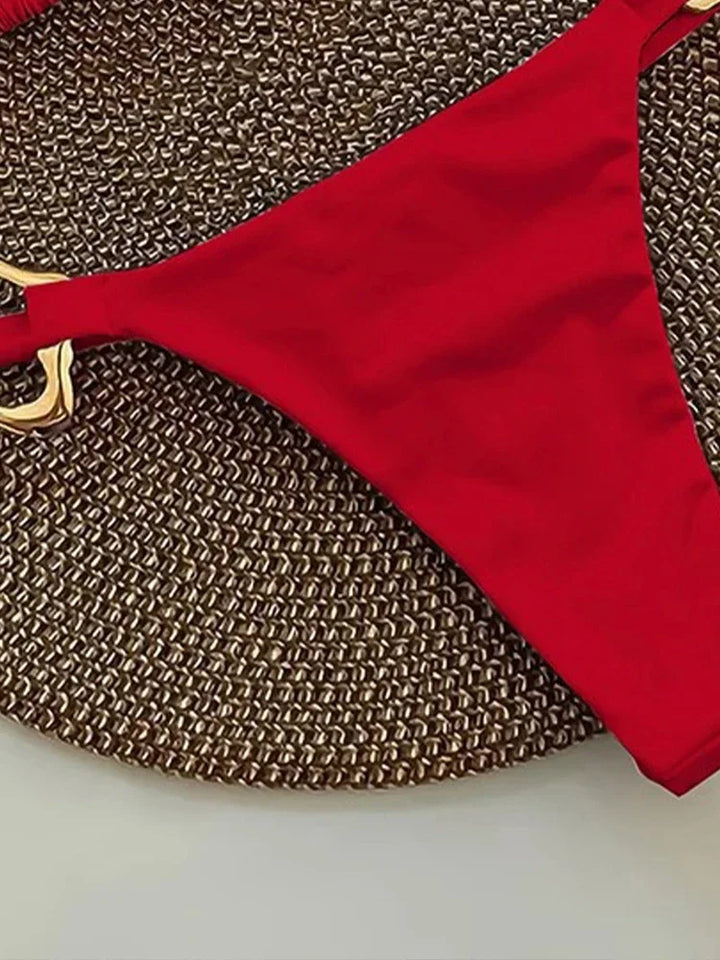 Bikini swimsuit with gold buckle design - GOLDI
