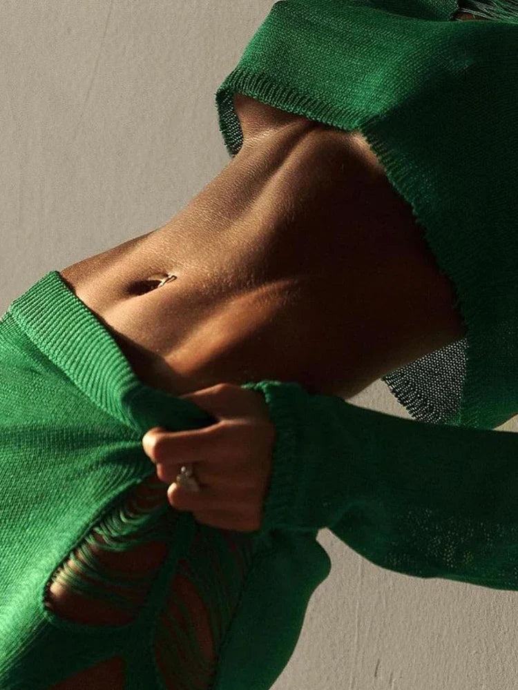 סט חוף שני חלקים קרעים - זינה