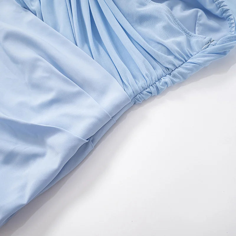 שמלת מקסי בעיצוב רשת וליפוף צעיף בצוואר - ללין