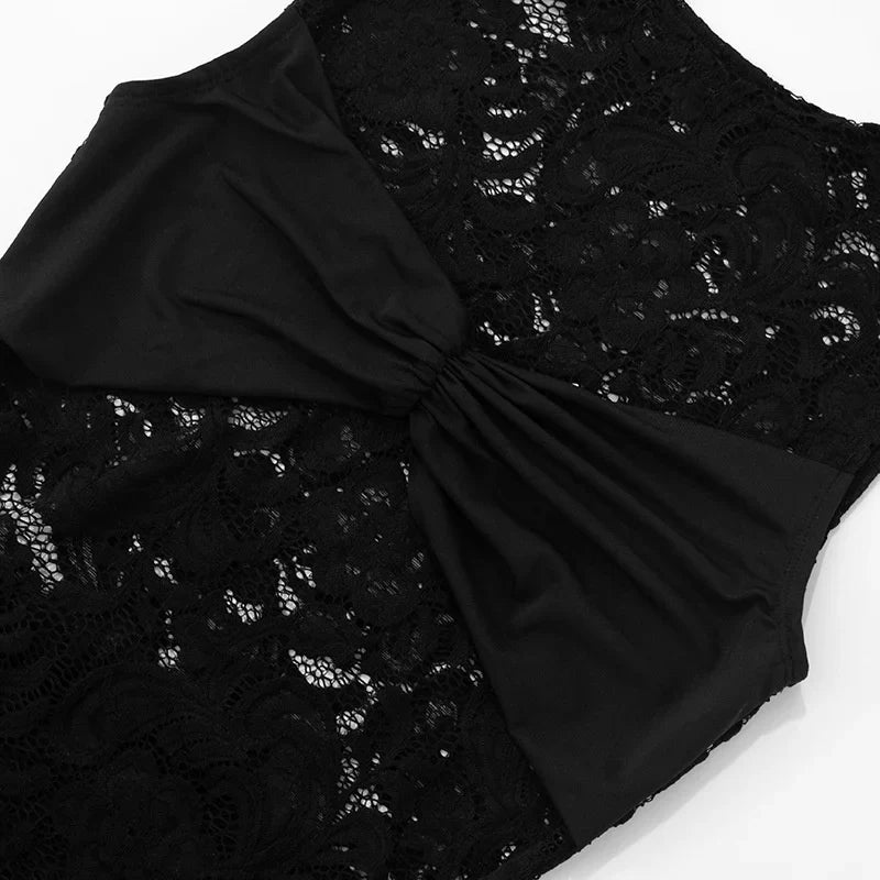 שמלת מיני תחרה בעיטור שובל קשירה - קארין