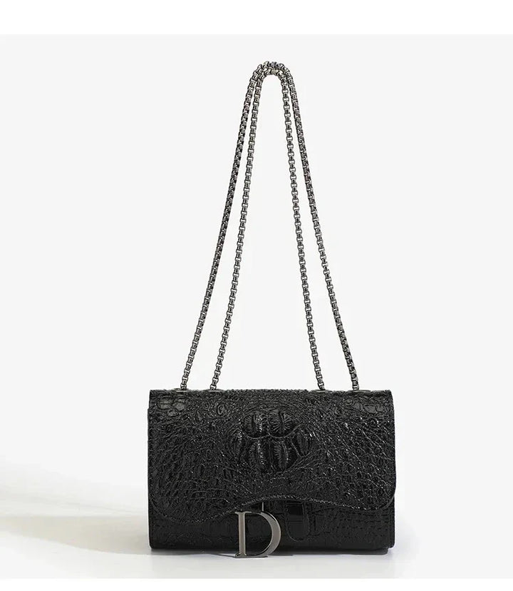 Glitter faux leather bag with D design