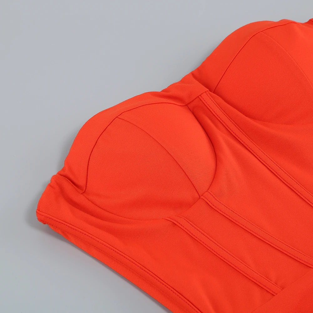 שמלת מקסי סטרפלס שסע עמוק - ג'ודי