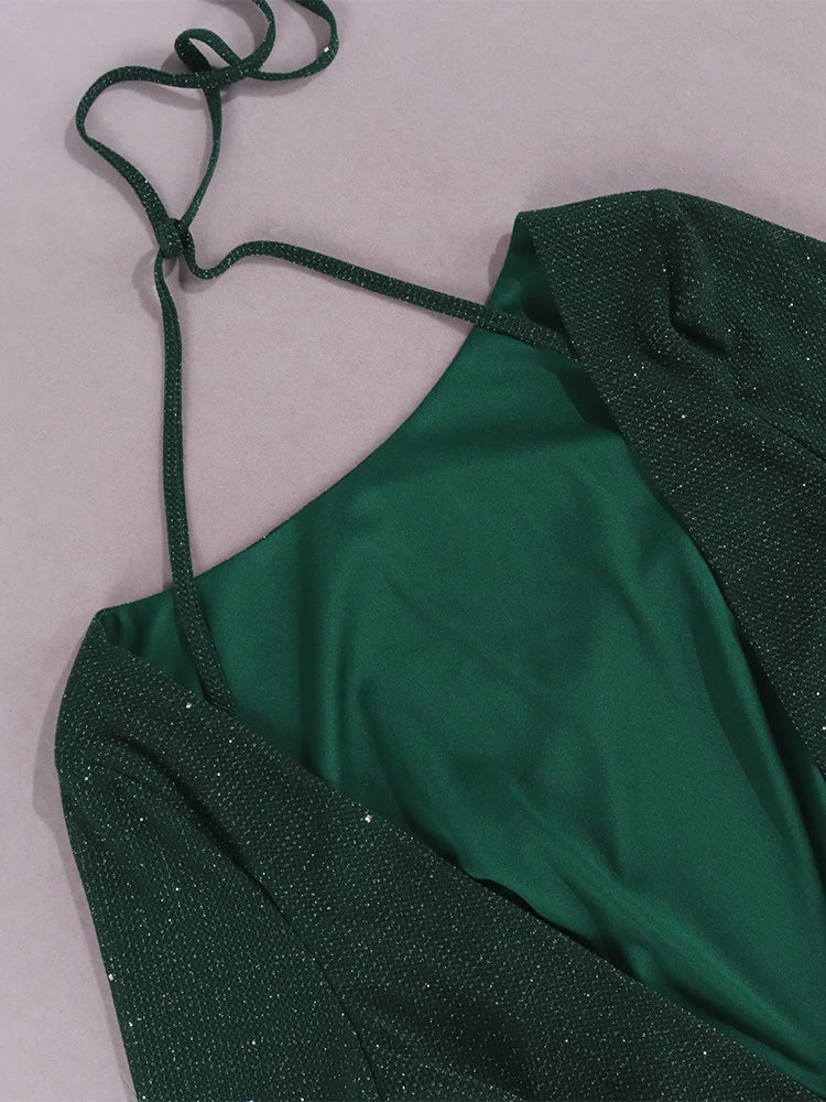 שמלת מיני נצנצים גב פתוח קשירה בגב - קיי