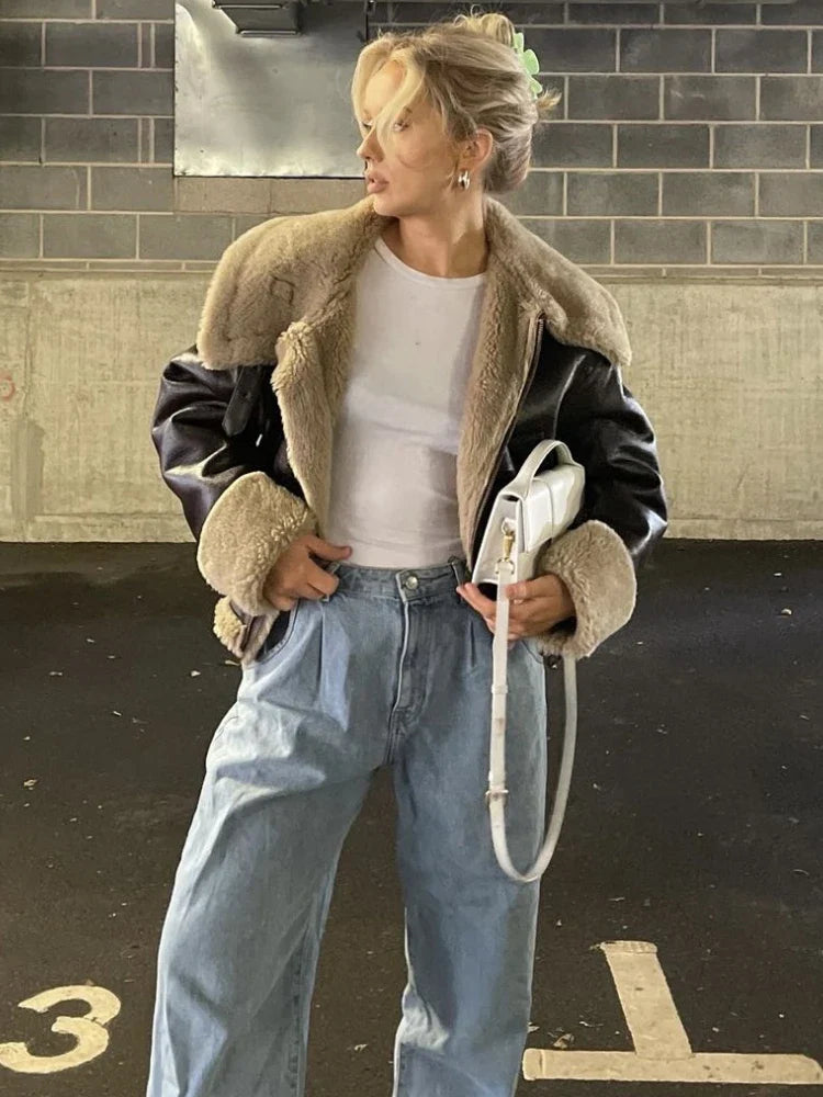 מעיל עור פרווה פנימית - קנדי