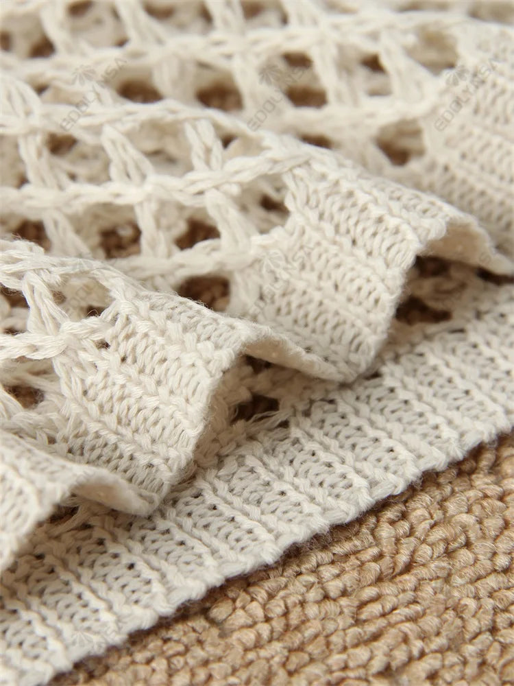 שמלת מיני חוף רשת בעיצוב צווארון פולו - Indie