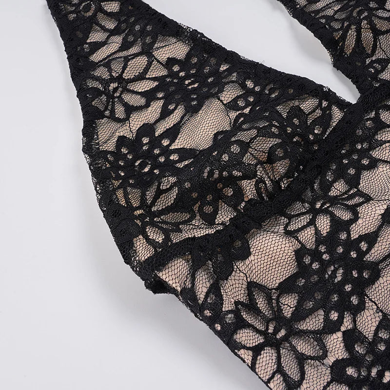 Pleated mini dress in lace bodysuit design - LISS