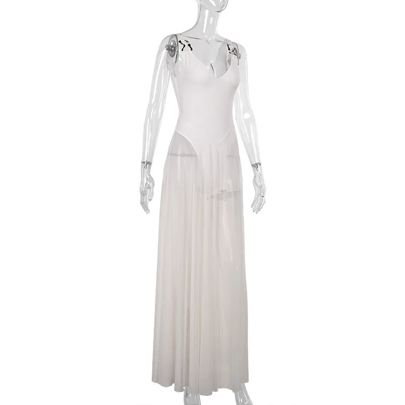 שמלת מקסי שיפון בעיטור אבזמים בכתפיות - מריה